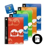 3886-CUADERNO BASICO FORMATO FOLIO 80 HOJAS RAYADO 5 MM SURTIDOS LAMELA 07F005