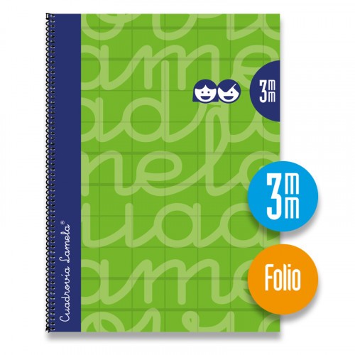 3892-CUADERNO FOLIO FORRADO RAYADO 3 MM VERDE LAMELA 7FTE003V