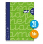 3892-CUADERNO FOLIO FORRADO RAYADO 3 MM VERDE LAMELA 7FTE003V