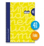 CUADERNO FOLIO FORRADO RAYADO 4 MM AMARILLO LAMELA 7FTE04AM