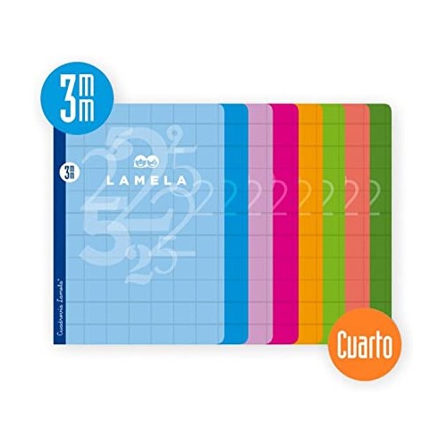 3901-LIBRETA CUARTO 50 HOJAS RAYADO 3 MM-COLORES SURTIDOS LAMELA 06C003