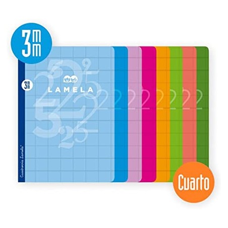3901-LIBRETA CUARTO 50 HOJAS RAYADO 3 MM-COLORES SURTIDOS LAMELA 06C003