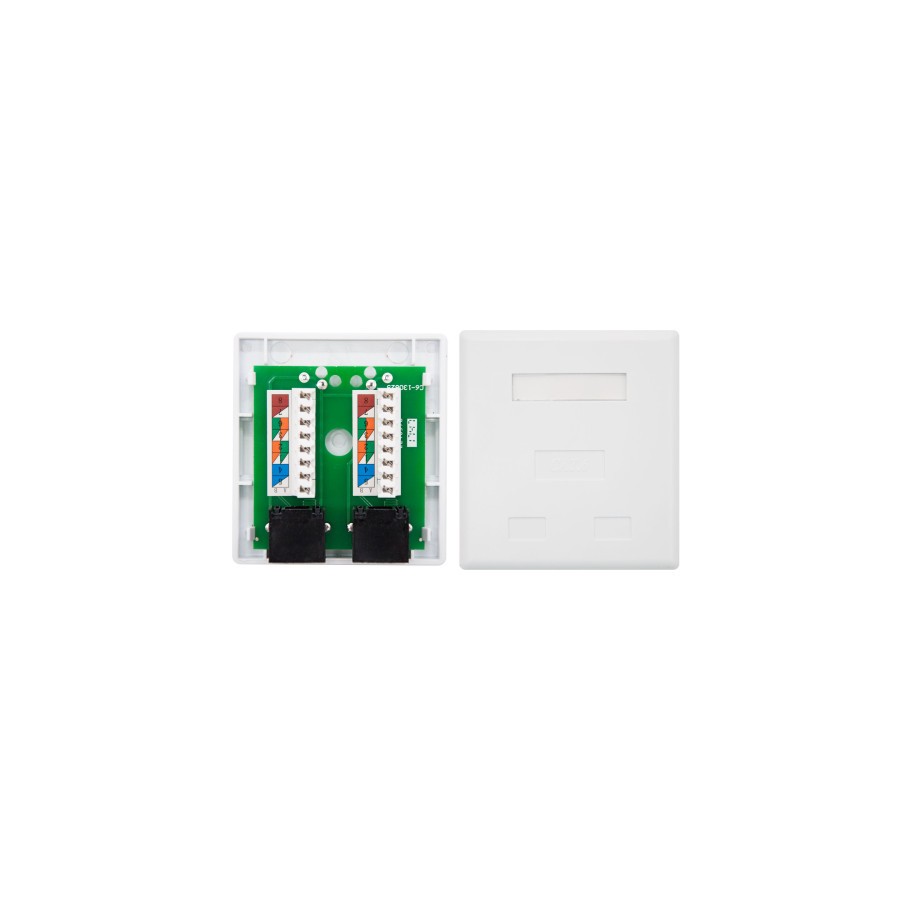 39275-Nanocable ROSETA DE SUPERFICIE PARA RJ45 CAT.6 2 TOMAS, BLANCO