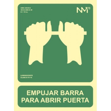 3930-SENAL "EMPUJAR BARRA PARA ABRIR PUERTA" 224X300 PVC VERDE ARCHIVO 2000 6170-01H VE