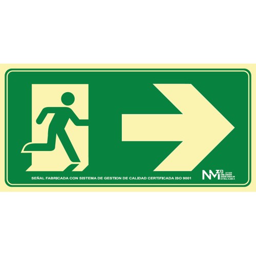 3931-SENAL HOMOLOGADA SEGURIDAD SALIDA EMERGENCIA DERECHA 320x160MM PVC VERDE ARCHIVO2000 6170-16H VE