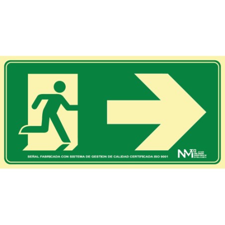 3931-SENAL HOMOLOGADA SEGURIDAD SALIDA EMERGENCIA DERECHA 320x160MM PVC VERDE ARCHIVO2000 6170-16H VE