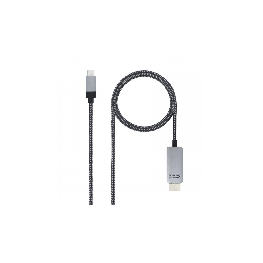 39323-Nanocable 10.15.5102 adaptador de cable de video 1,8 m USB Tipo C HDMI Aluminio, Negro