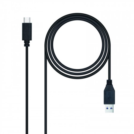39333-Nanocable 3.1 Gen2 10Gbps 3A, tipo USB-C/M-A/M, negro, 1.5 m