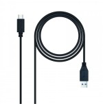 39333-Nanocable 3.1 Gen2 10Gbps 3A, tipo USB-C/M-A/M, negro, 1.5 m