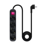 39344-Nanocable Regleta de enchufes de 4 tomas con interruptor, 1.4 metros Negra