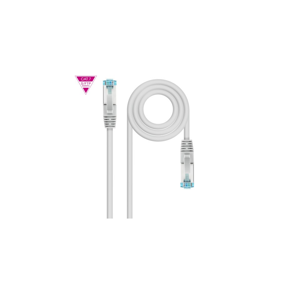 39355-Nanocable Cable de Red Cat.7 600MHZ LSZH SFTP PIMF AWG26, Gris, 2 m