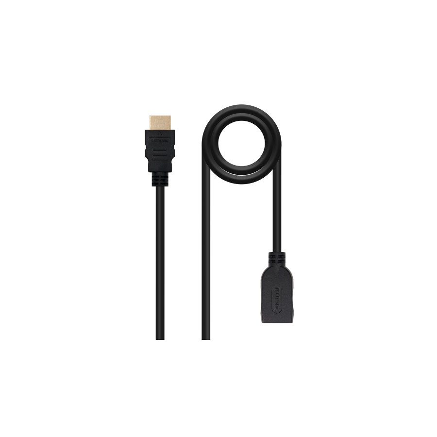 39383-Nanocable Cable HDMI 2.0 Prolongador A/M-A/H, Negro, 1 m