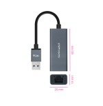 39430-Nanocable Conversor USB 3.0 a Ethernet Gigabit 10/100/1000 Mbps, Aluminio, Gris, 15 cm