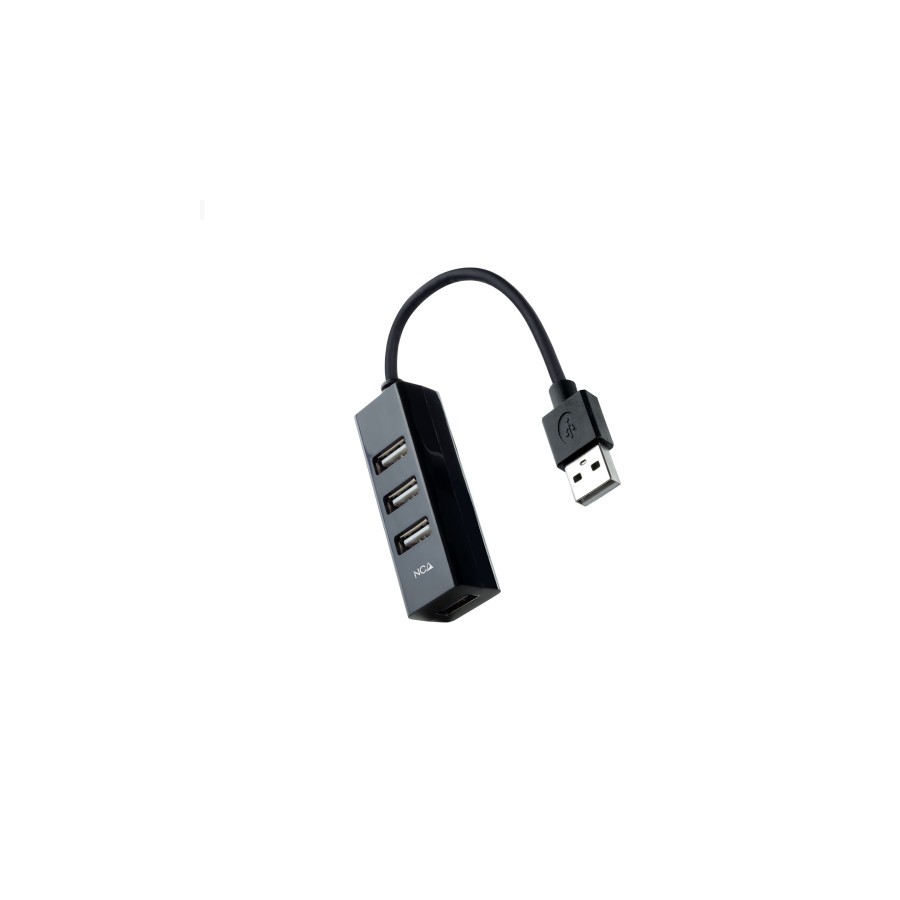 39441-Nanocable Hub USB 2.0 con 4 Puertos de USB 2.0, USB-A/M-USB 2.0/H, Negro, 15 cm