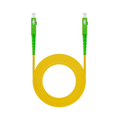 39466-Nanocable Cable de Fibra Optica SC/APC a SC/APC Monomodo Simplex LSZH, Amarillo, 20m