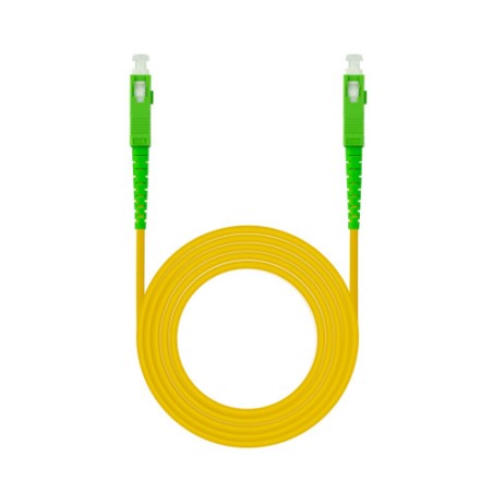 39466-Nanocable Cable de Fibra Optica SC/APC a SC/APC Monomodo Simplex LSZH, Amarillo, 20m