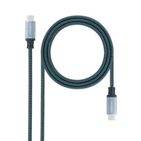 39484-Nanocable Cable USB 3.1 Gen2 10Gbps 5A, 4K/60Hz, USB-C/M-USB-C/M, Gris/Negro, 0.5 m
