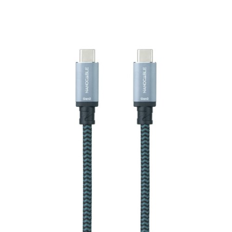 39485-Nanocable Cable USB 3.1 Gen2 10Gbps 5A, 4K/60Hz, USB-C/M-USB-C/M, Gris/Negro, 0.5 m