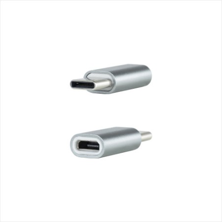 39497-Nanocable Adaptador USB-C a Micro USB, USB-C/M-Micro B/H, Aluminio, Gris