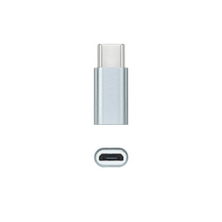 39498-Nanocable Adaptador USB-C a Micro USB, USB-C/M-Micro B/H, Aluminio, Gris