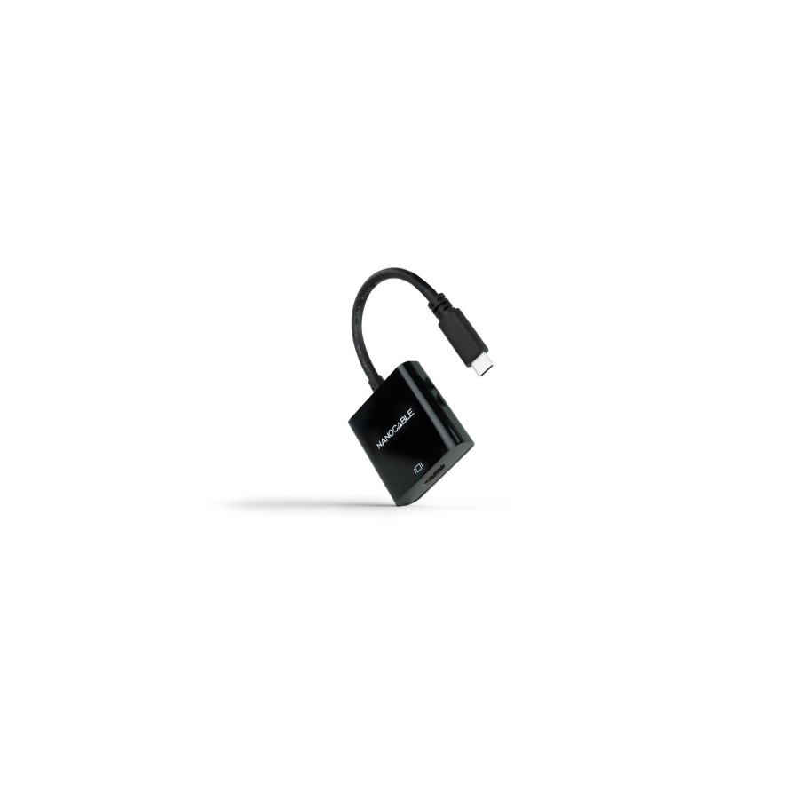 39513-Nanocable Conversor USB-C a HDMI 4K, USB-C/M-HDMI/H, Negro, 15 cm
