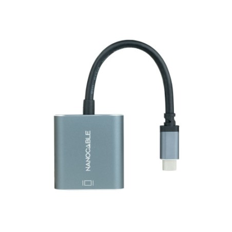 39528-Nanocable Conversor USB-C a DVI-D, 15 cm, Gris