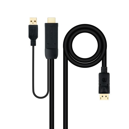 39535-Nanocable Cable Conversor HDMI 2.0 a DisplayPort V1.2, 1.8 m, Negro