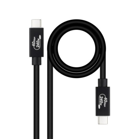 39587-Nanocable Cable USB 4 Gen 3x2 40Gbps 5A/240W, USB-C/M-USB-C/M, Negro, 1 m