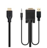 39628-Nanocable Conversor unidireccional VGA/M + AUDIO/M + USB-A/M (para alimentacion) a HDMI/M, Negro, 1.8m