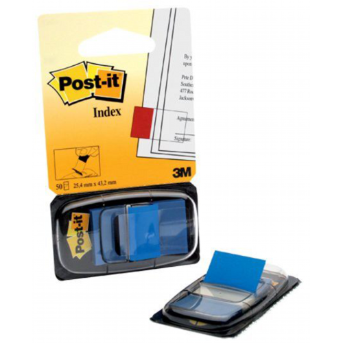 3963-PACK 12 DISPENSADORES DE 50 UNIDADES INDEX AZUL (25.4X43.1) POST-IT 3M6802