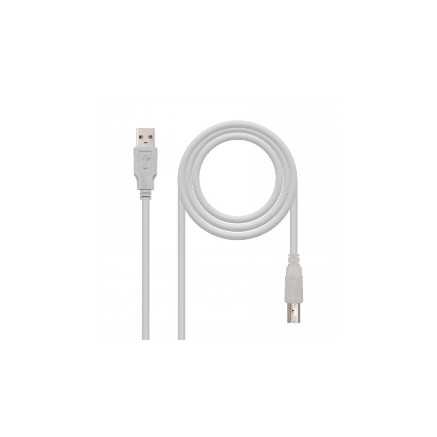 39734-Nanocable CABLE USB 2.0 IMPRESORA, TIPO A/M-B/M, BEIGE, 3.0 M
