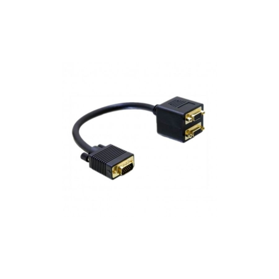 39741-NANOCABLE CABLE BIFURCADOR SVGA(3C+9), HDB15/M-2xHDB15/H, ORO, 20 CM
