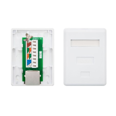 39966-Nanocable ROSETA DE SUPERFICIE PARA RJ45 CAT.6 FTP 1 TOMA, BLANCO