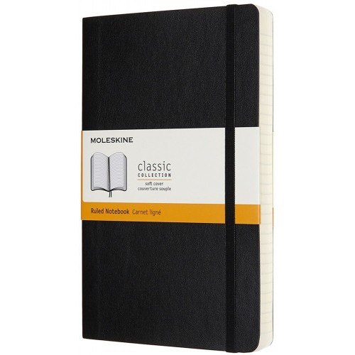 4032-LIBRETA CLASICA MAYOR GROSOR NEGRA L (13X21CM) RAYADA TAPA BLANDA MOLESKINE QP616EXP