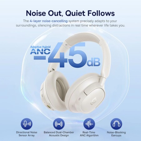40358-OS-BASEUS BASS BH1 NC WIRELESS NOISE CANCELLING HEADPHONES STARLIGHT OFF-WHITE