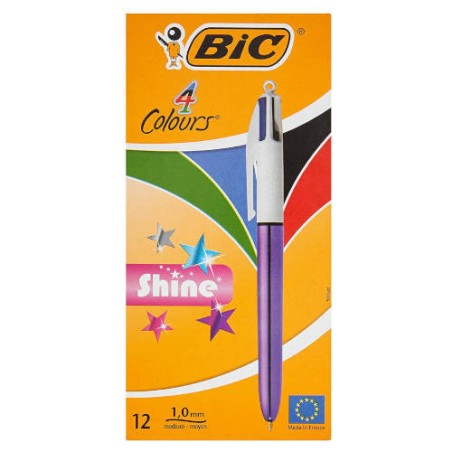 4085-BOLIGRAFO DE 4 COLORES SHINE 1MM CON CUERPO PURPURA METALICO BIC 982876