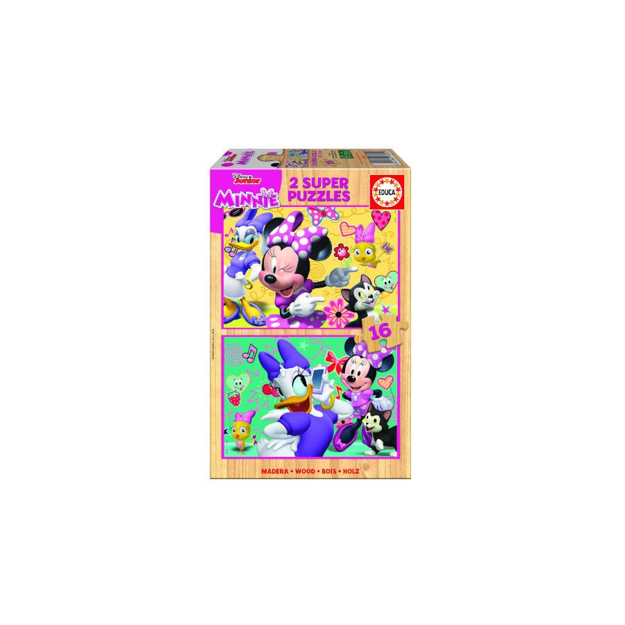 4186-PUZZLE MADERA MINNIE HAPPY HELPERS 2X16 PIEZAS  EDUCA BORRAS