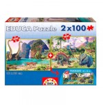 4188-PUZZLE 2x100 DINO WORLD DE 6-8 ANOS EDUCA BORRAS 15620