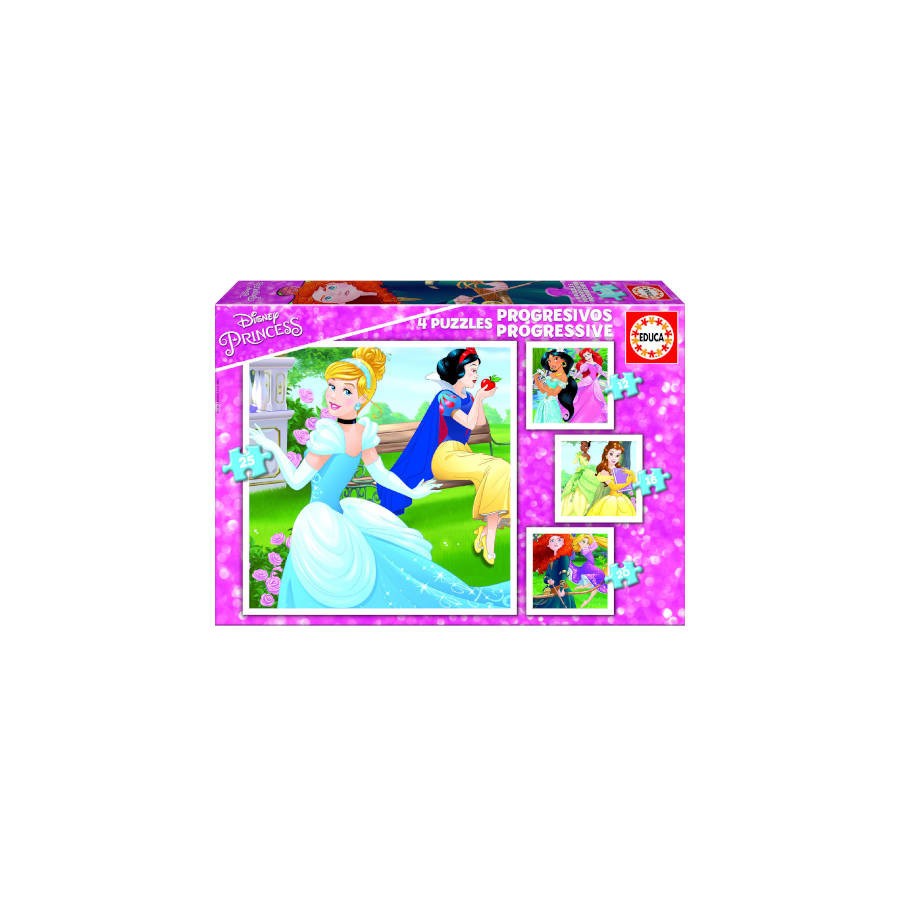 4193-PUZZLE PROGRESIVOS PRINCESAS DISNEY 12-16-20-25 DE 3-5 ANOS EDUCA BORRAS 17166