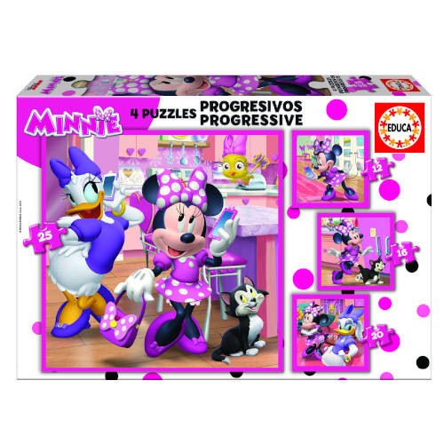 4194-PUZZLE PROGRESIVOS MINNIE HAPPY HELPERS 12-16-20-25 DE 3-5 ANOS EDUCA BORRAS 17630