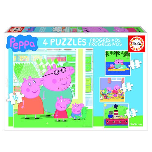 4201-PUZZLE PROGRESIVOS PEPPA PIG 6-9-12-16 DE 3-5 ANOS EDUCA BORRAS 15918