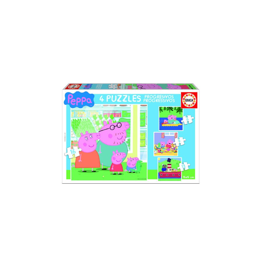 4201-PUZZLE PROGRESIVOS PEPPA PIG 6-9-12-16 DE 3-5 ANOS EDUCA BORRAS 15918