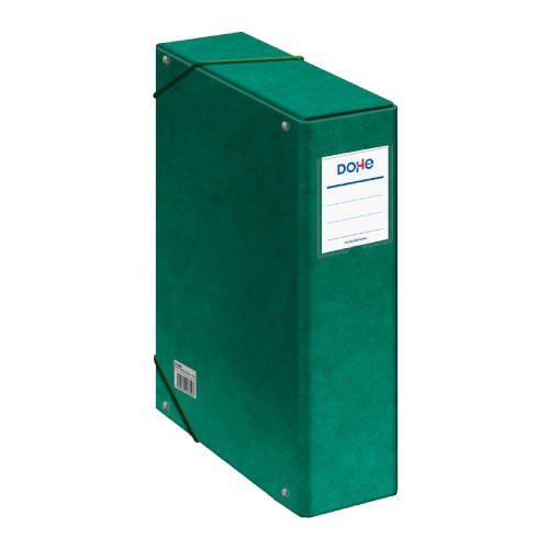 4249-CAJAS DE PROYECTOS CARTON FORRADO LOMO DE 9 CM VERDE CON ETIQUETA 245X350X90 DOHE 09746