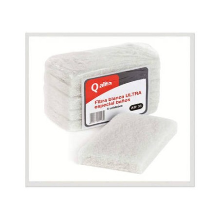 4352-PAQUETE DE 5 ESTROPAJOS FIBRA BLANCA BANO ULTRA QALITA AB138