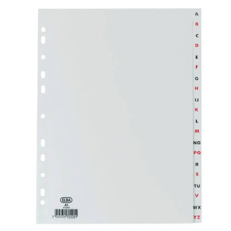 4518-INDICES ALFABETICOS PLASTICO FOLIO A-Z 20 POSICIONES COLOR GRIS ELBA 100210404