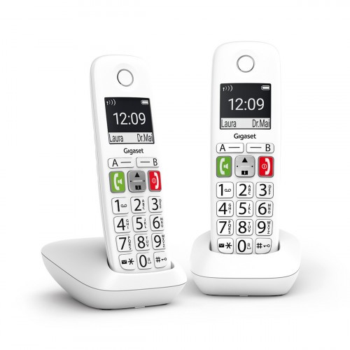 4792-Gigaset E290 Duo Telefono DECT/analogico Identificador de llamadas Blanco