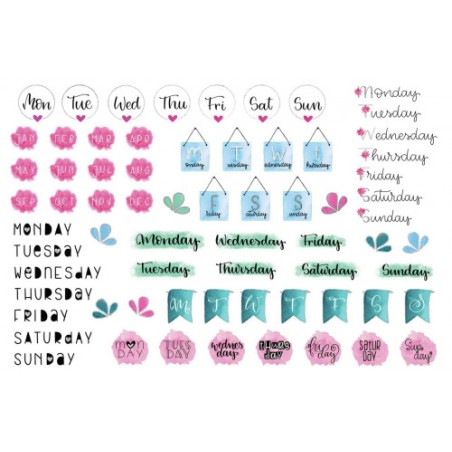 4844-SOBRE CON 2 HOJAS 76X120MM Y 132 PEGATINAS DIAS DE LA SEMANA AVERY 54542