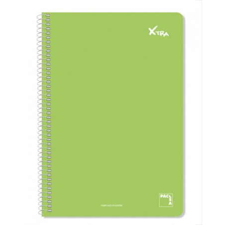 4847-CUADERNO SERIE XTRA 60GR.TAPA CONTRACOLADA FOLIO (215X310MM.) 80 HOJAS CUADRICULA 4X4 COLOR VERDE OSCURO PACSA 1607