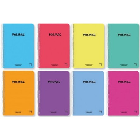 4850-CUADERNO SERIE POLIPAC TAPA POLIPROPILENO 4o (155X215MM.) 80 HOJAS CUADRICULA 4X4 8 COLORES SURTIDOS PACSA 16962