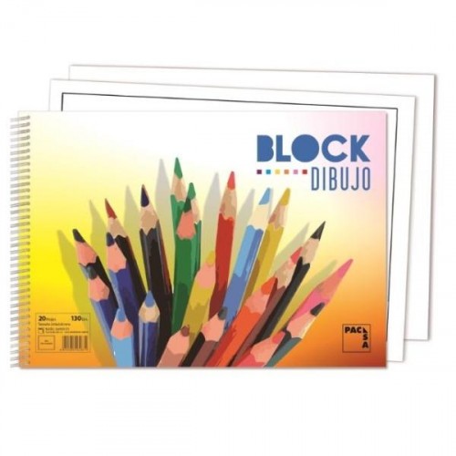 4853-BLOCKS DE DIBUJO COLOURS 130GR.TAMANO FOLIO 20 HOJAS LISO SIN RECUADRO PACSA 18837